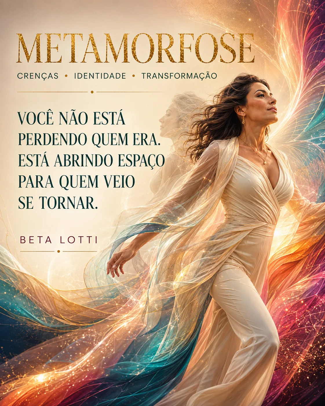 Capa do curso Metamorfose com Beta Lotti e movimento de luz