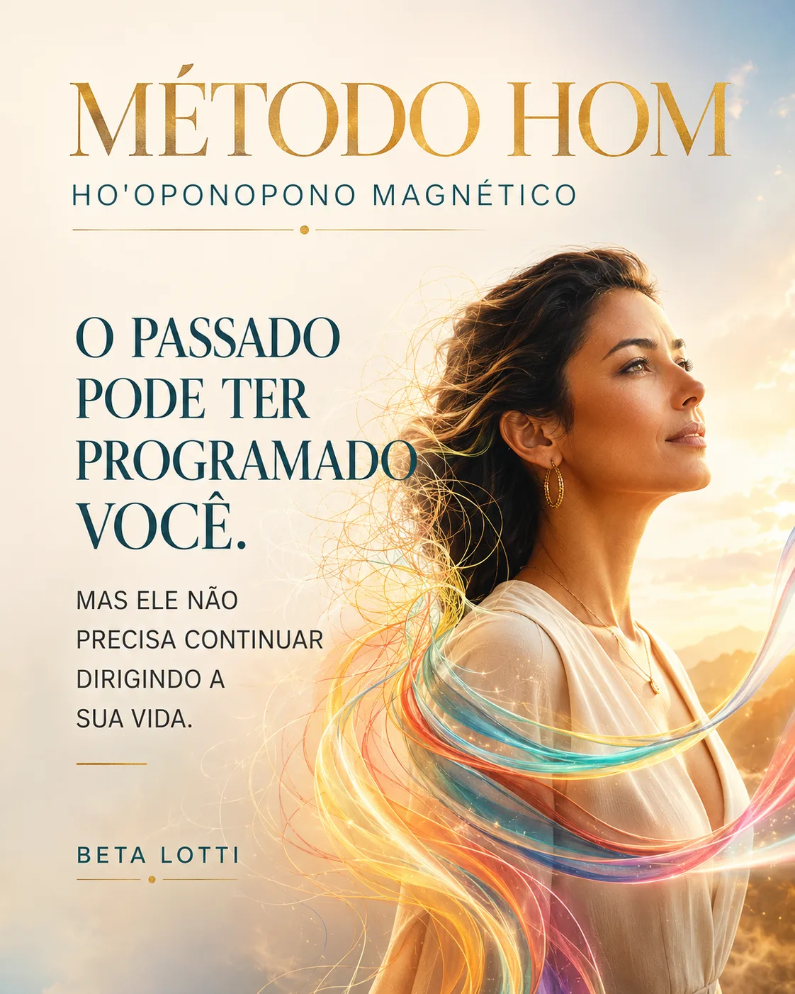 Capa do Método HOM com Beta Lotti e composição de luz dourada