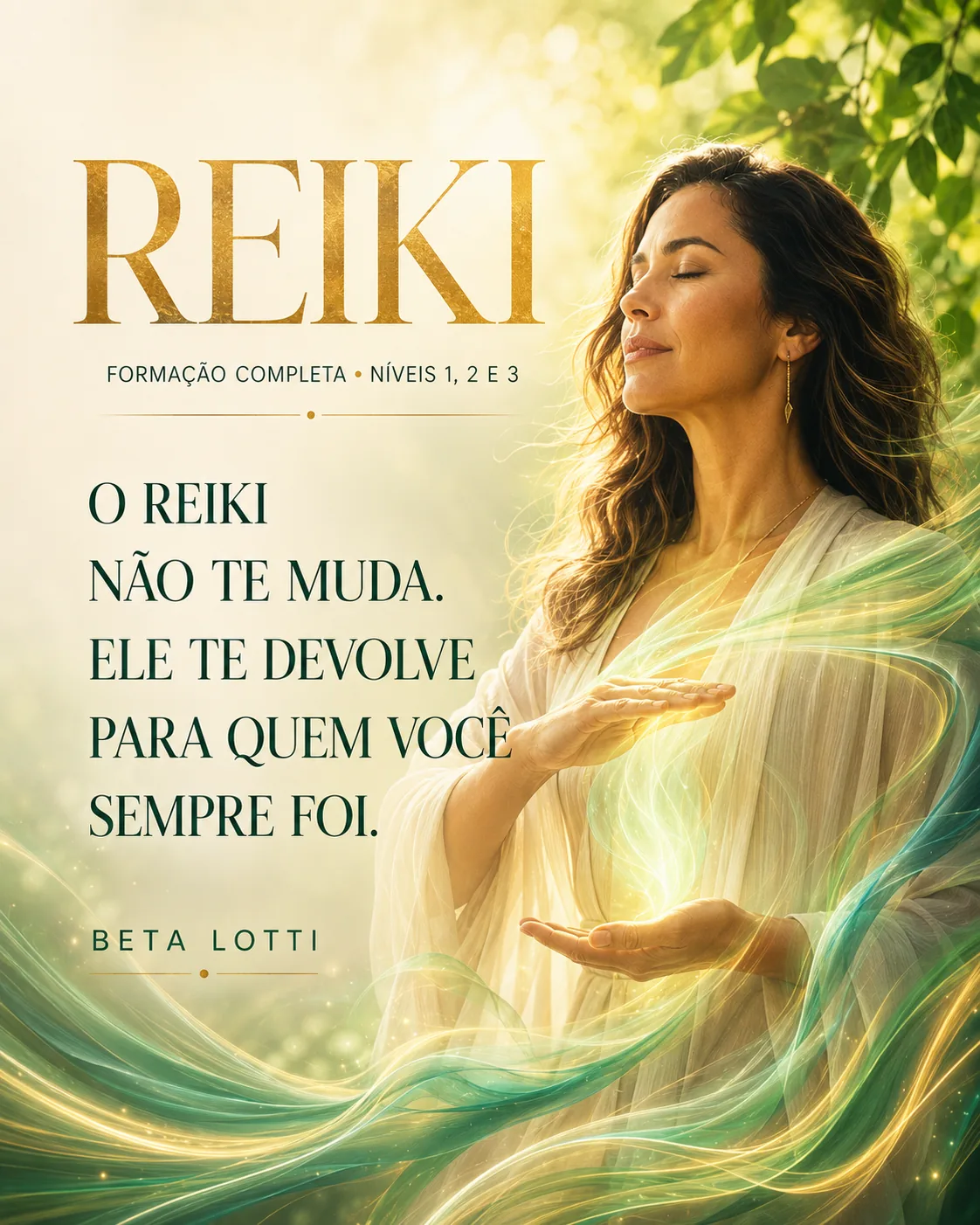 Capa da formação Reiki níveis 1, 2 e 3 com Beta Lotti